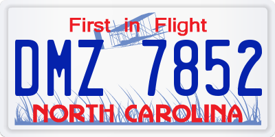 NC license plate DMZ7852