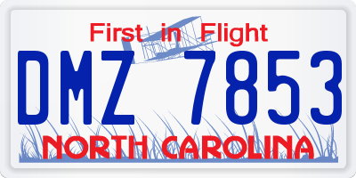 NC license plate DMZ7853