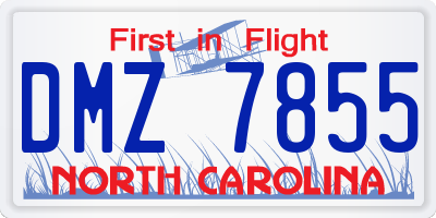 NC license plate DMZ7855