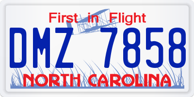 NC license plate DMZ7858