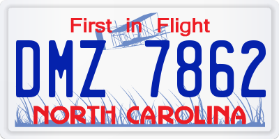 NC license plate DMZ7862