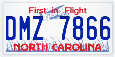 NC license plate DMZ7866