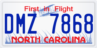 NC license plate DMZ7868