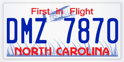 NC license plate DMZ7870