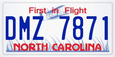 NC license plate DMZ7871