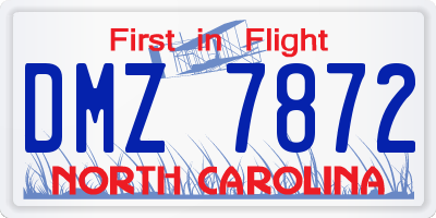 NC license plate DMZ7872