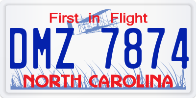 NC license plate DMZ7874