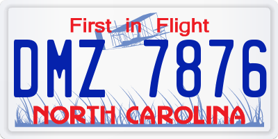 NC license plate DMZ7876