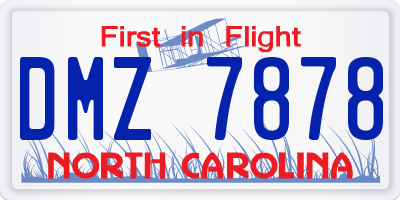 NC license plate DMZ7878