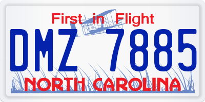 NC license plate DMZ7885