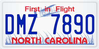 NC license plate DMZ7890