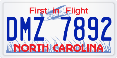 NC license plate DMZ7892