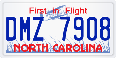 NC license plate DMZ7908