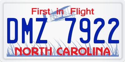 NC license plate DMZ7922