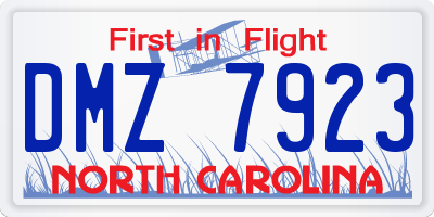 NC license plate DMZ7923