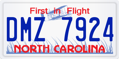 NC license plate DMZ7924