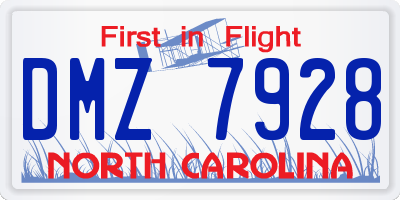 NC license plate DMZ7928