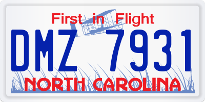 NC license plate DMZ7931