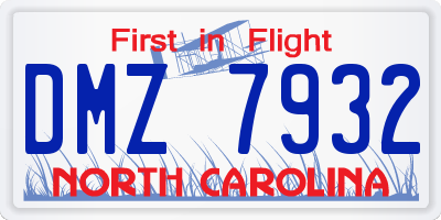 NC license plate DMZ7932