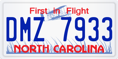 NC license plate DMZ7933