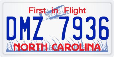 NC license plate DMZ7936