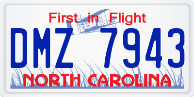 NC license plate DMZ7943