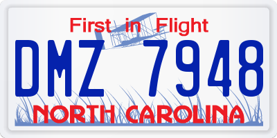 NC license plate DMZ7948