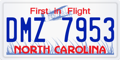 NC license plate DMZ7953