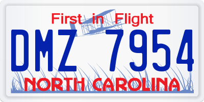 NC license plate DMZ7954