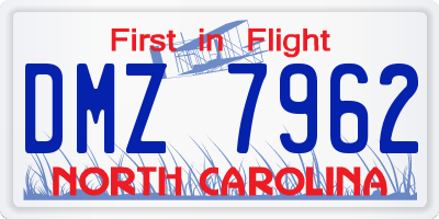 NC license plate DMZ7962