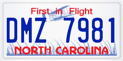 NC license plate DMZ7981