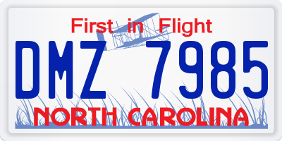 NC license plate DMZ7985