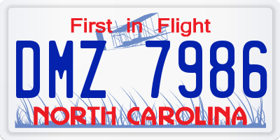 NC license plate DMZ7986