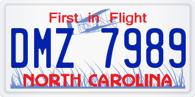 NC license plate DMZ7989