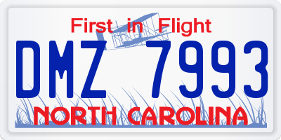 NC license plate DMZ7993