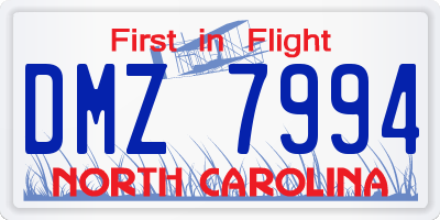 NC license plate DMZ7994