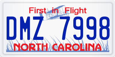 NC license plate DMZ7998