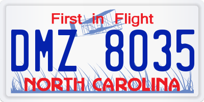 NC license plate DMZ8035