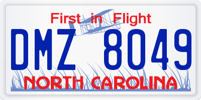 NC license plate DMZ8049