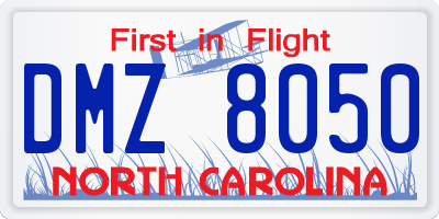 NC license plate DMZ8050
