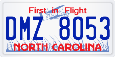 NC license plate DMZ8053