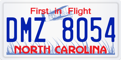 NC license plate DMZ8054