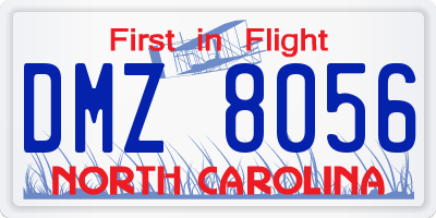 NC license plate DMZ8056
