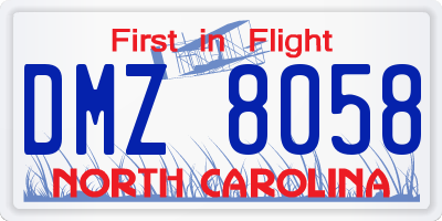 NC license plate DMZ8058