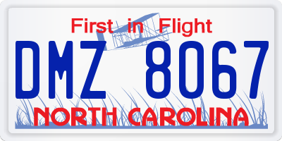 NC license plate DMZ8067