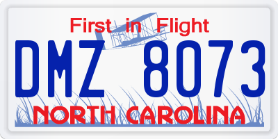 NC license plate DMZ8073