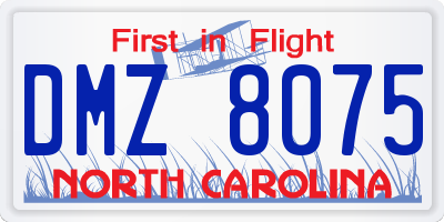 NC license plate DMZ8075