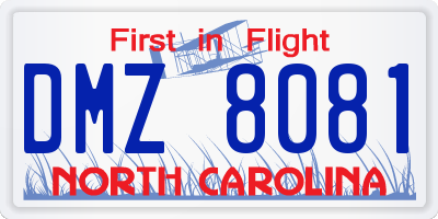 NC license plate DMZ8081