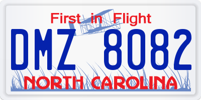 NC license plate DMZ8082