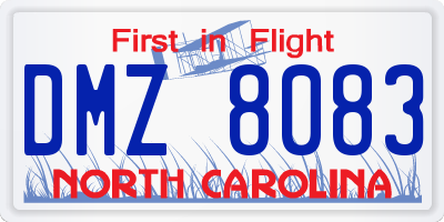 NC license plate DMZ8083